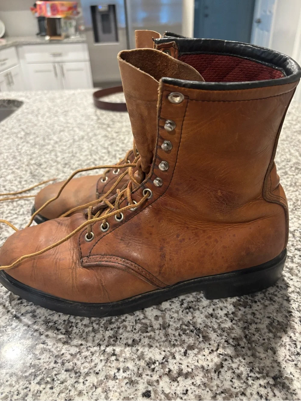 Redwing-Men's Brown Leather Lace-Up Work Boots
